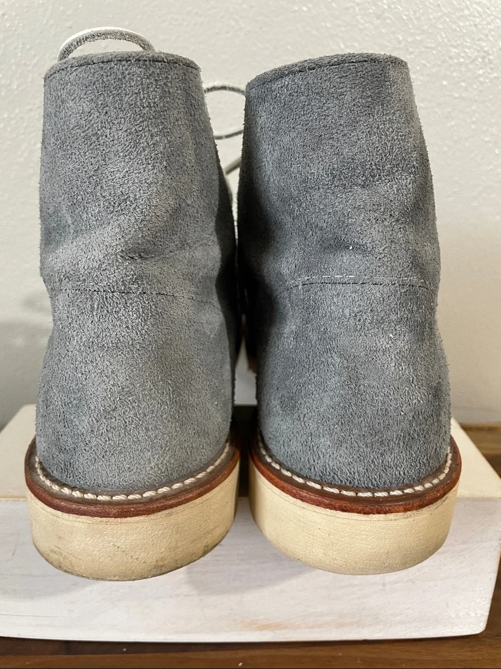 Red Wing Gray Suede Steel Toe Lace Up Chukka Boots M6.5D W8-8.5 Workwear Shoe